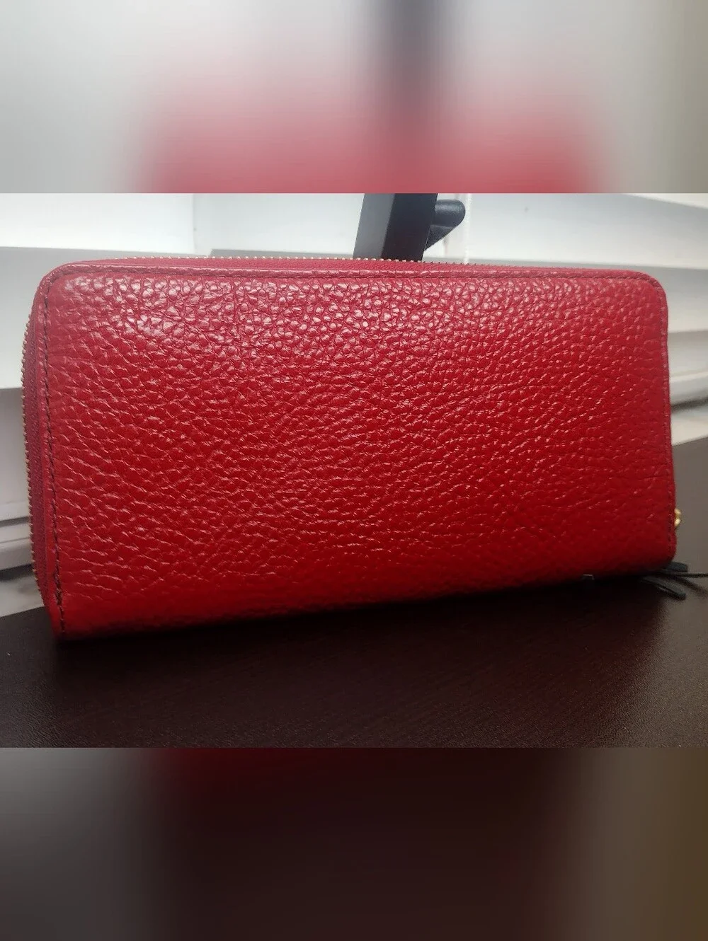 Fossil 1954 Red Grained Leather Clutch Wallet With Tassels